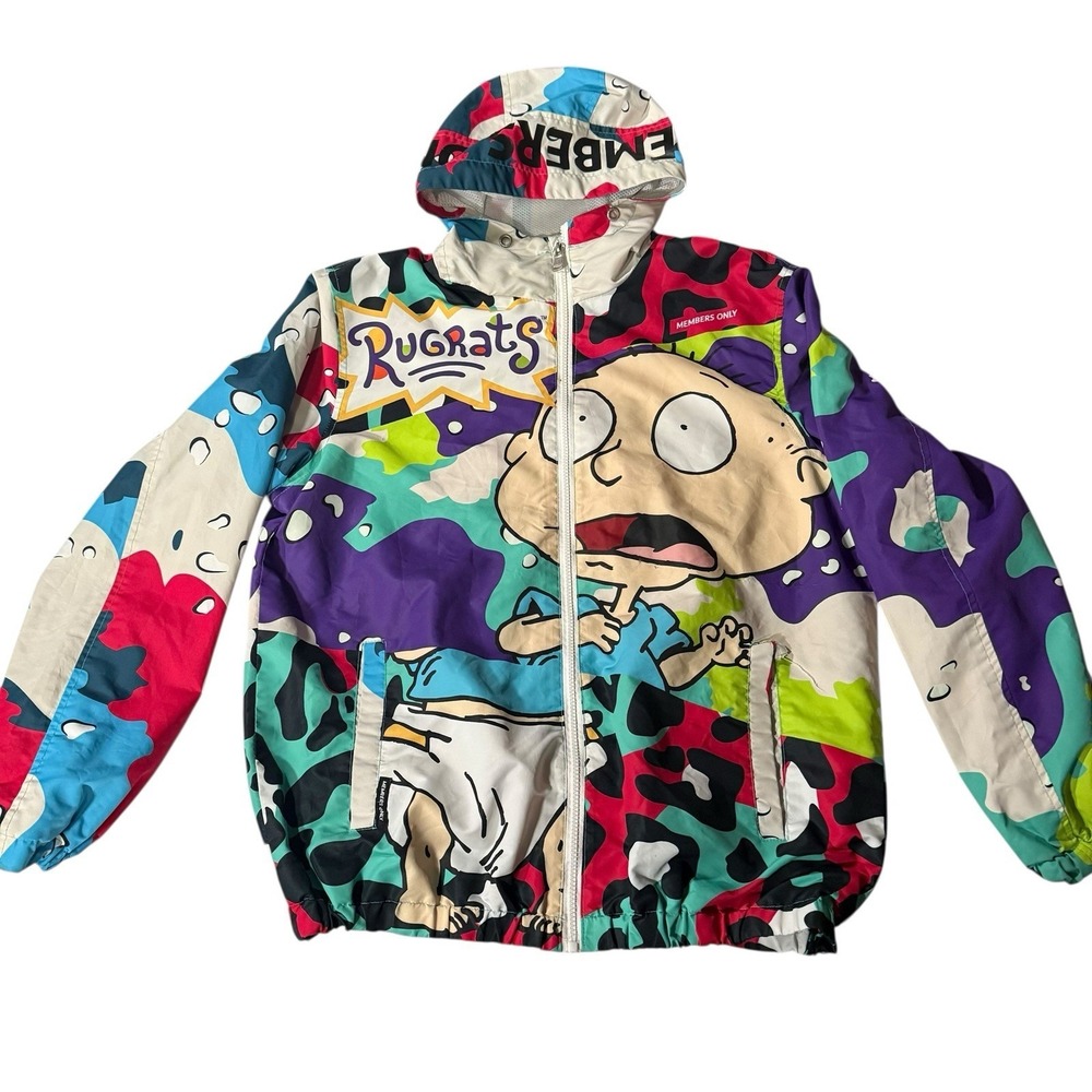 Rare Members Only Nickelodeon Rugrats‎ Jacket Hoodie Size M Chuckie Tommy